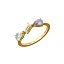 Anillo con piedras en tonos lavanda, citrino limón y verde